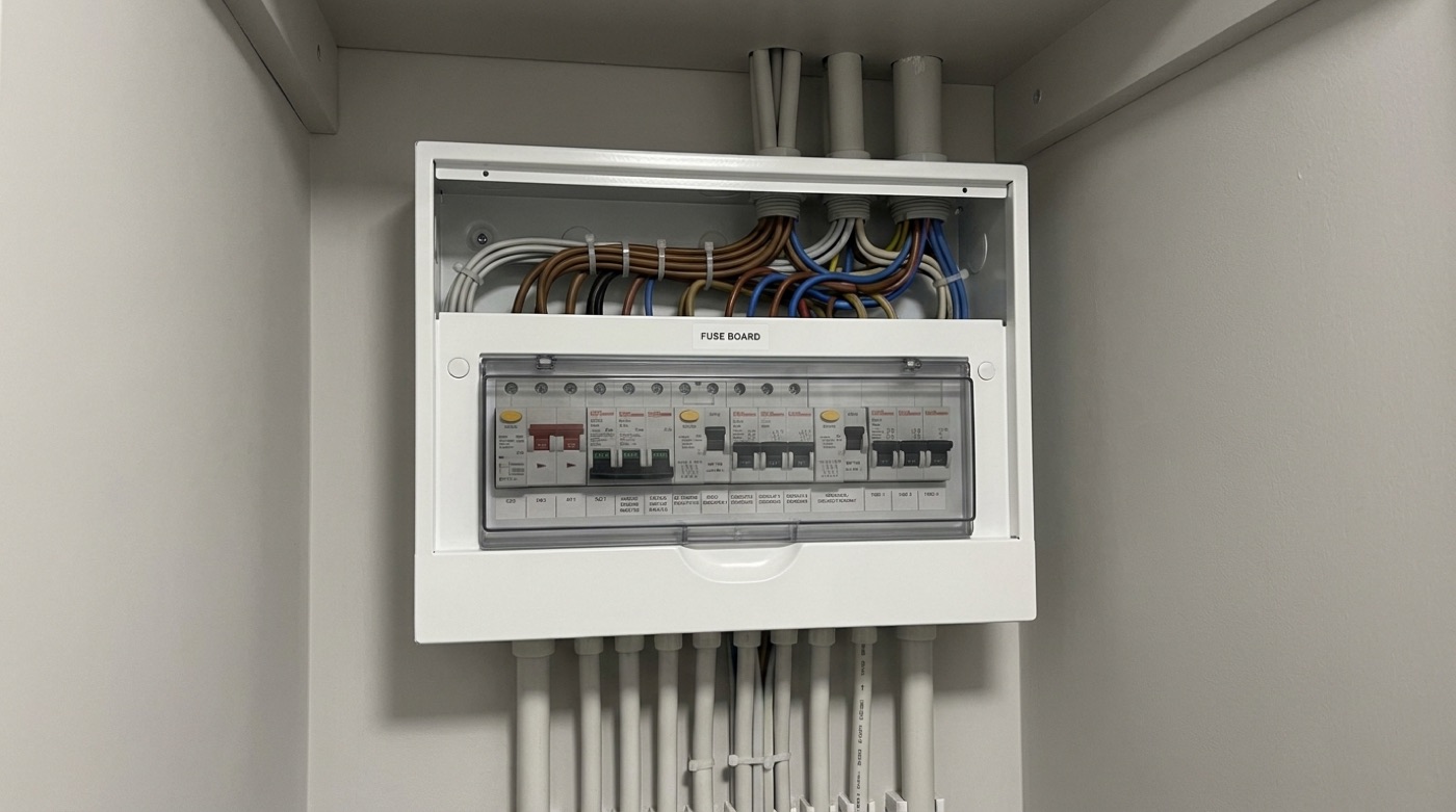 Electrician working on a consumer unit